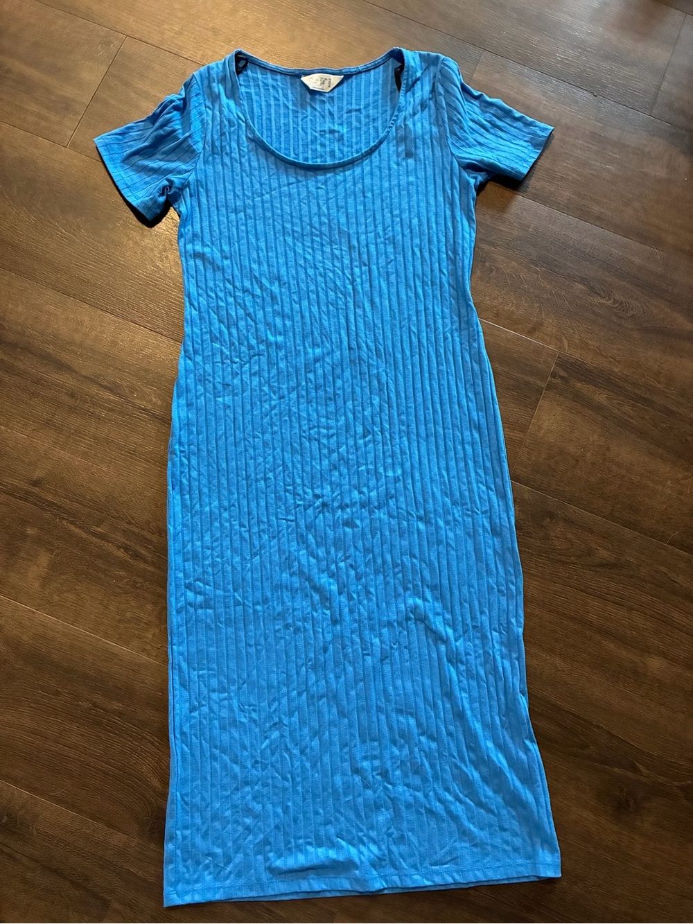 Primark Cares Blue Ribbed Midi Bodycon Dress US 10